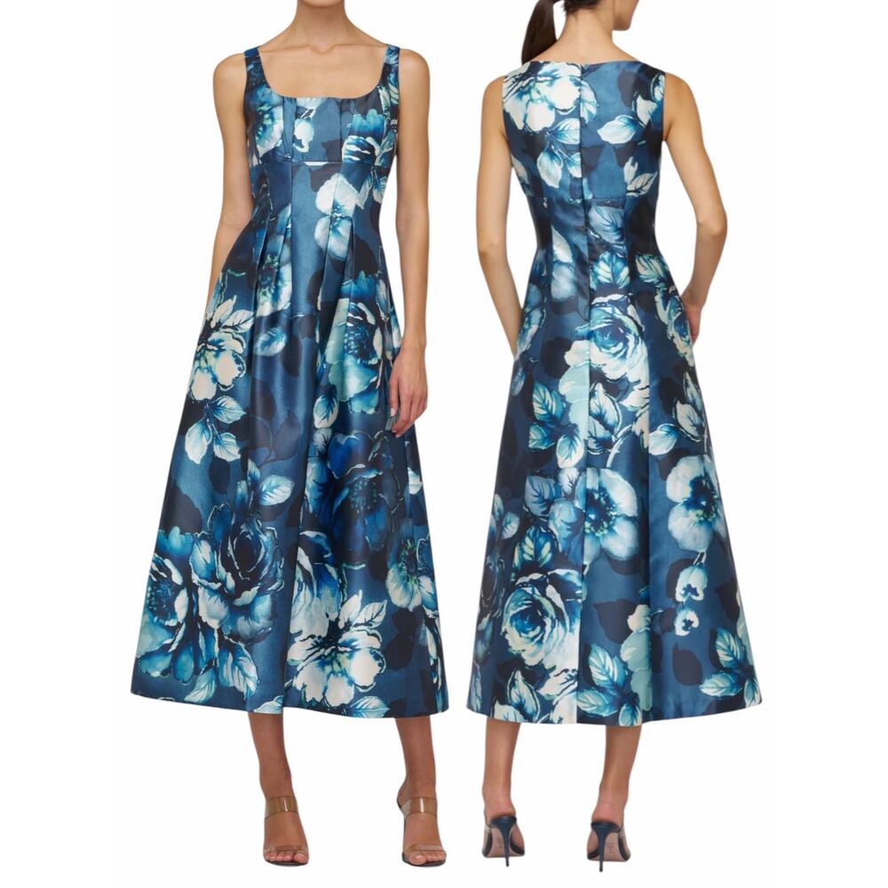Kay Unger June Sleeveless Tea Length Dress Dark Ink Blue Women Size 2